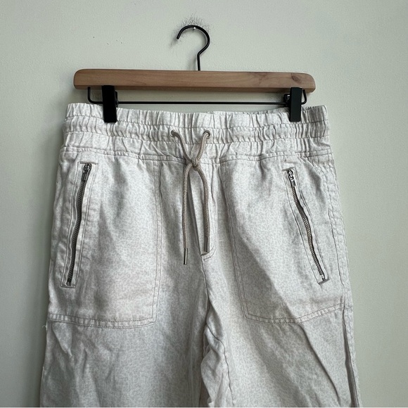 Athleta Cabo Linen Jogger Pants Micro Cheetah Beige Size 4 High Rise Coastal - Picture 7 of 16
